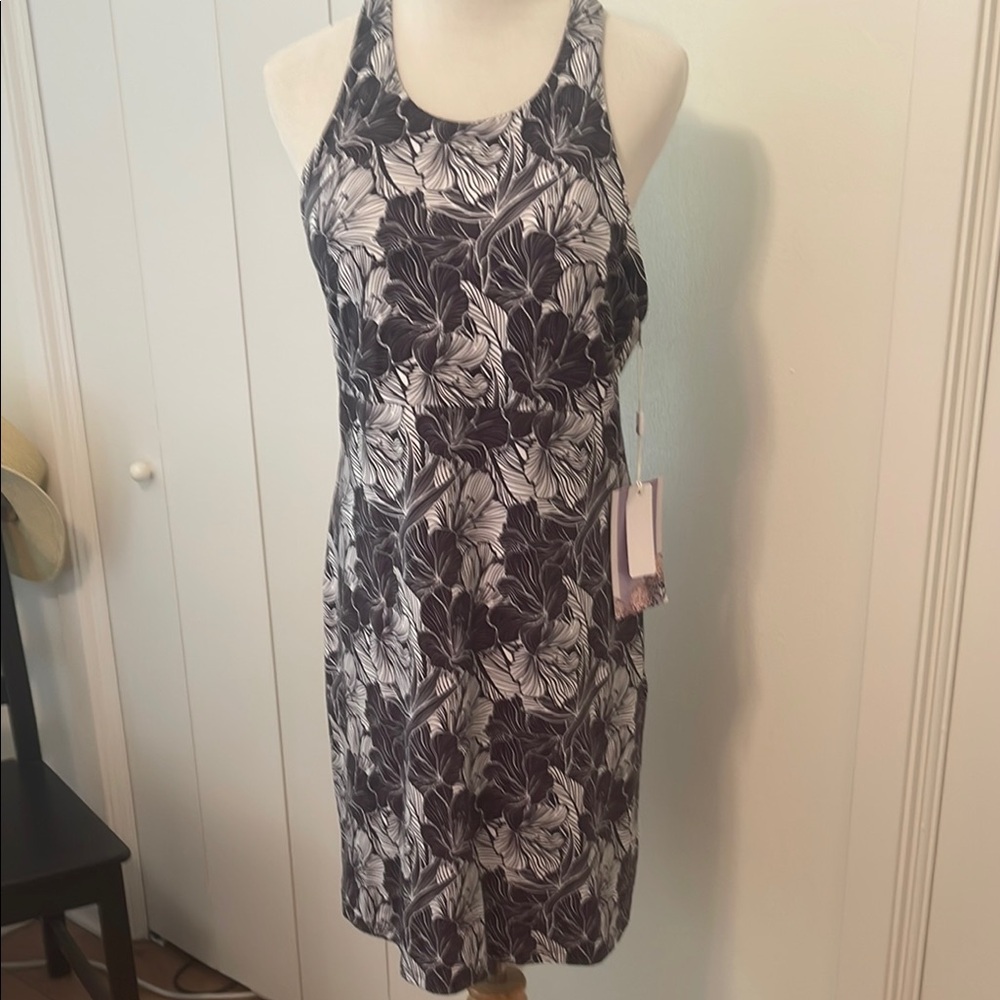 Floral Black and White Sleeveless Dress NWT